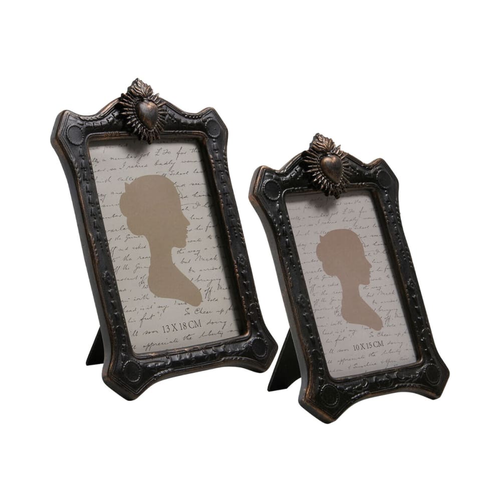 Lot de 2 cadres photo en métal charbon et doré Lot de 2 cadres photo en métal charbon et doré