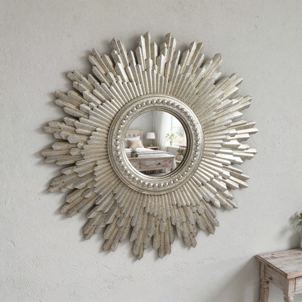 Konvex-Spiegel rund in Sonnenform Silber - Maisons Du Monde