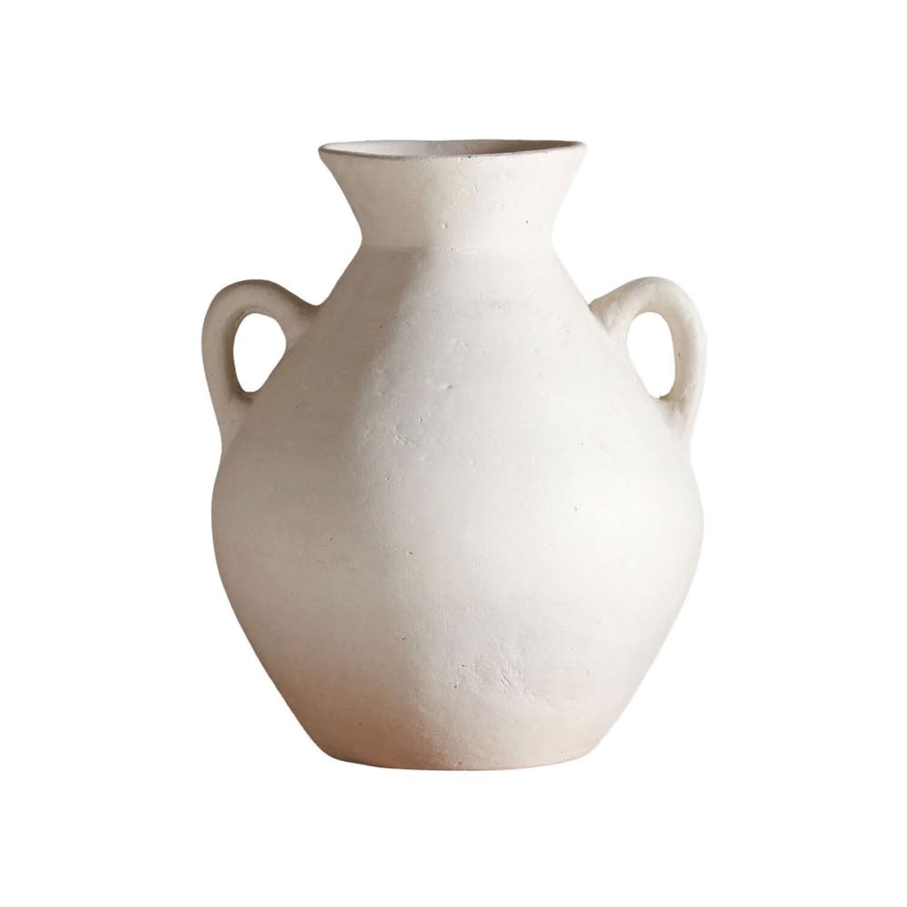 Vase amphore en papier mâché blanc