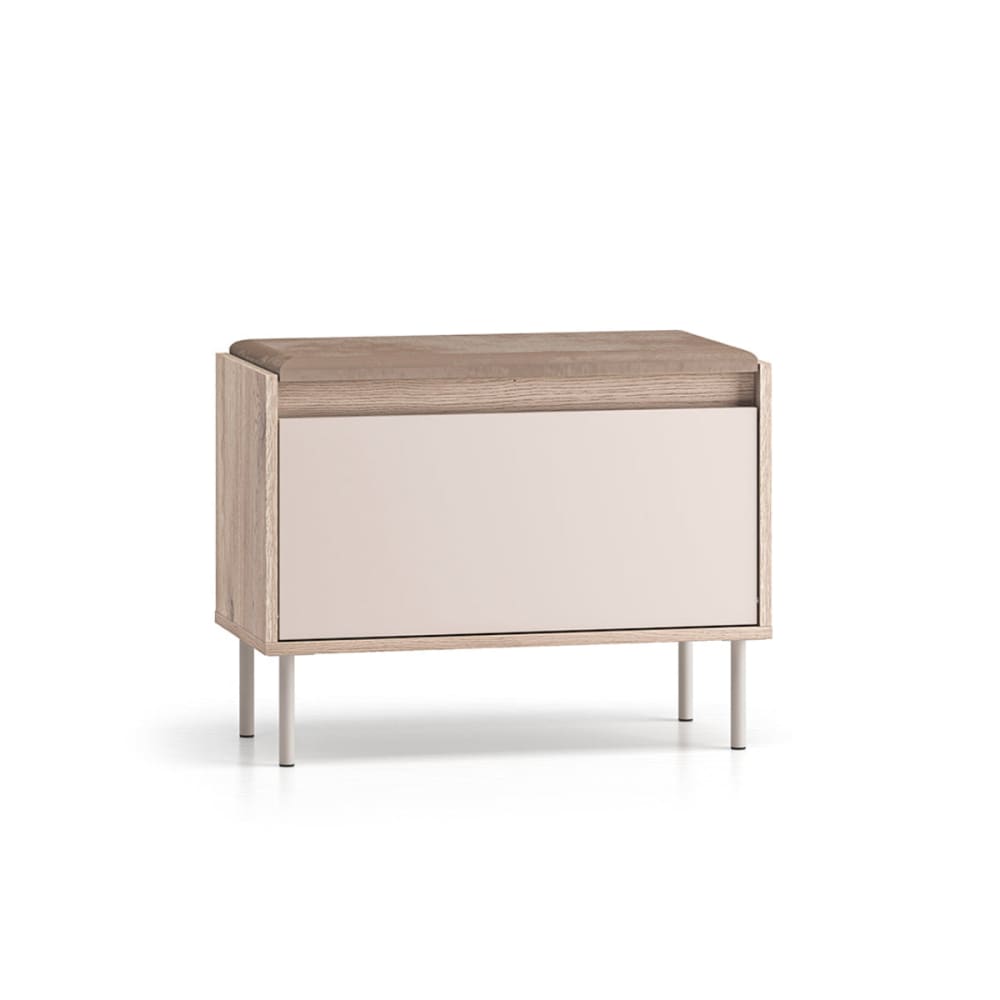 Petits meubles Bank Schuhschrank 1 Tür Laminierte Platten Kaschmir und Holz Beige Spanplatte