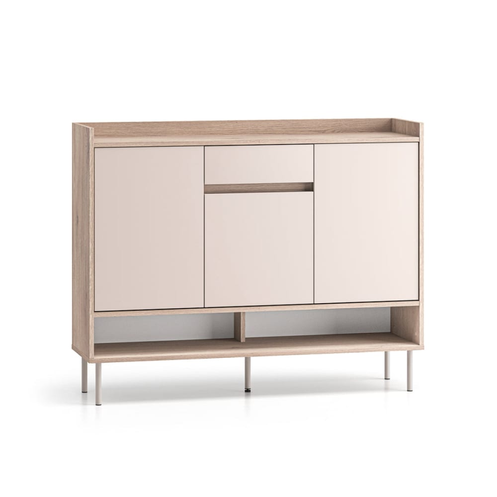 Petits meubles Schuhmöbel 3 Türen 1 Schublade Laminierte Platten Kaschmir und Holz Beige Spanplatte