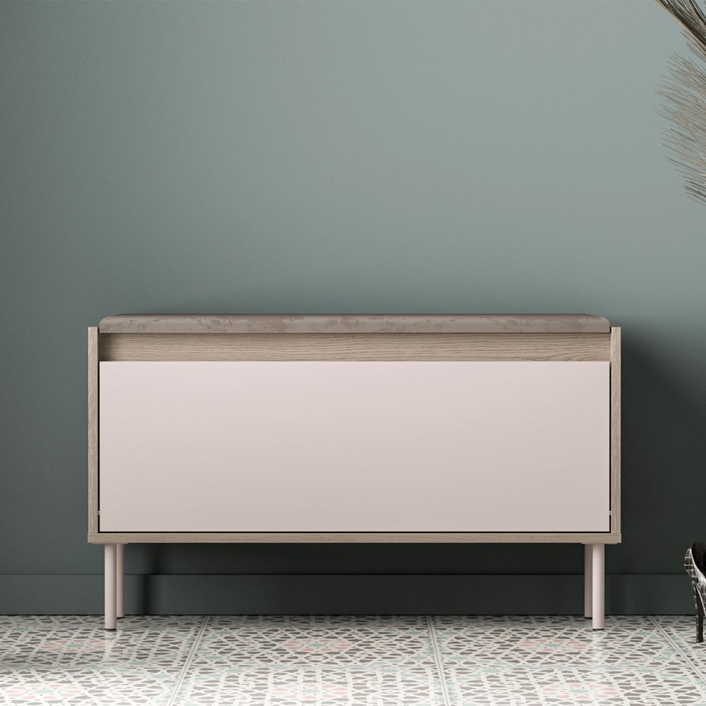 Bank Schuhschrank lang 1 Tür Laminierte Platten Kaschmir und Holz