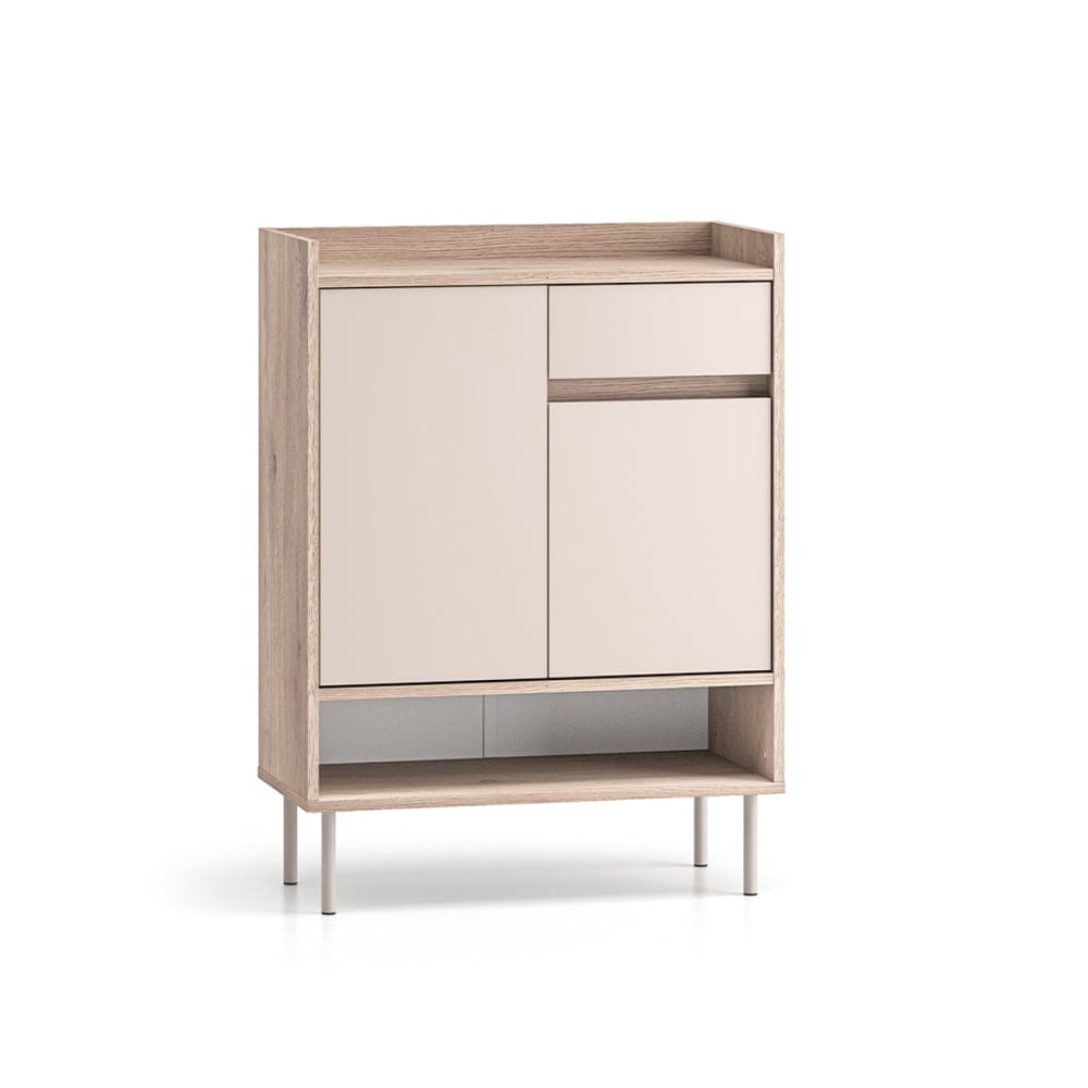 Petits meubles Schuhmöbel 2 Türen 1 Schublade Laminierte Platten Kaschmir und Holz Beige Spanplatte