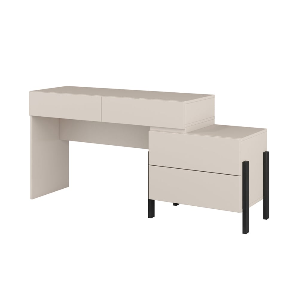Petits meubles Schreibtisch mit 4 Schubladen Melaminbeschichtete Platten Kaschmir Beige Spanplatte