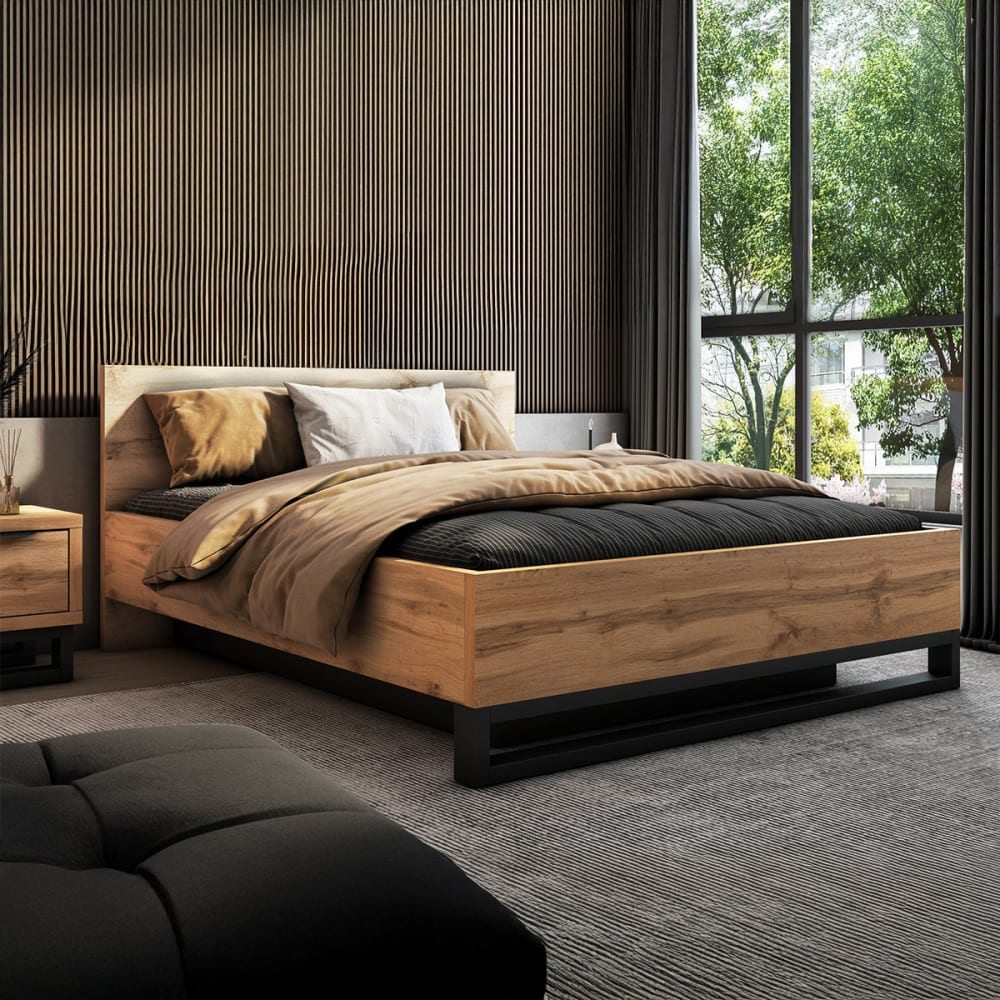 Lit coffre 160x200 sommier inclus panneaux agglomérés stratifiés Lit coffre 160x200 sommier inclus panneaux agglomérés stratifiés