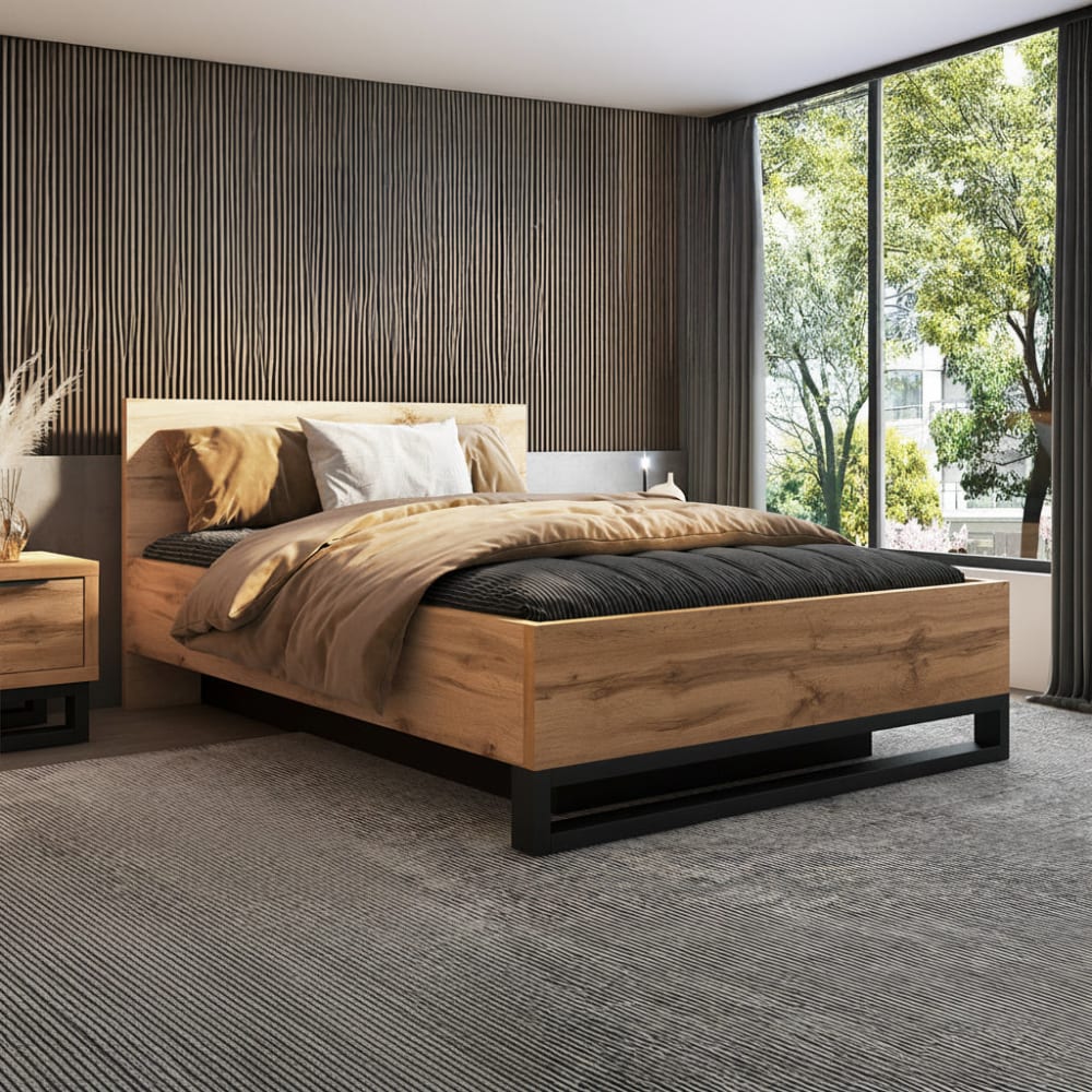Lit coffre 140x200 sommier inclus panneaux agglomérés stratifiés Lit coffre 140x200 sommier inclus panneaux agglomérés stratifiés