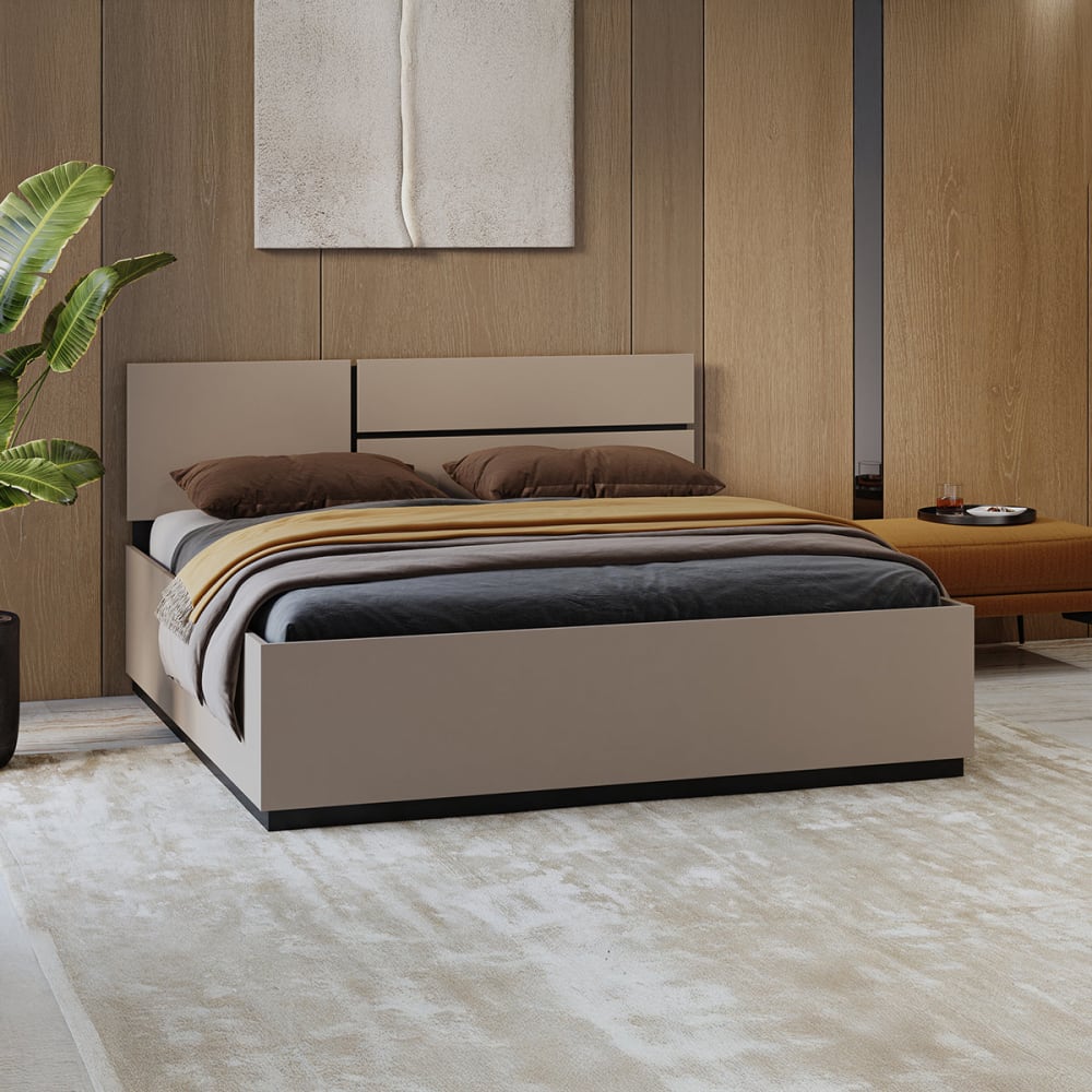 Petits meubles Kastenbett 180x200 inkl. Lattenrost Laminierte Platten Taupe style modern Taupe Spanplatte