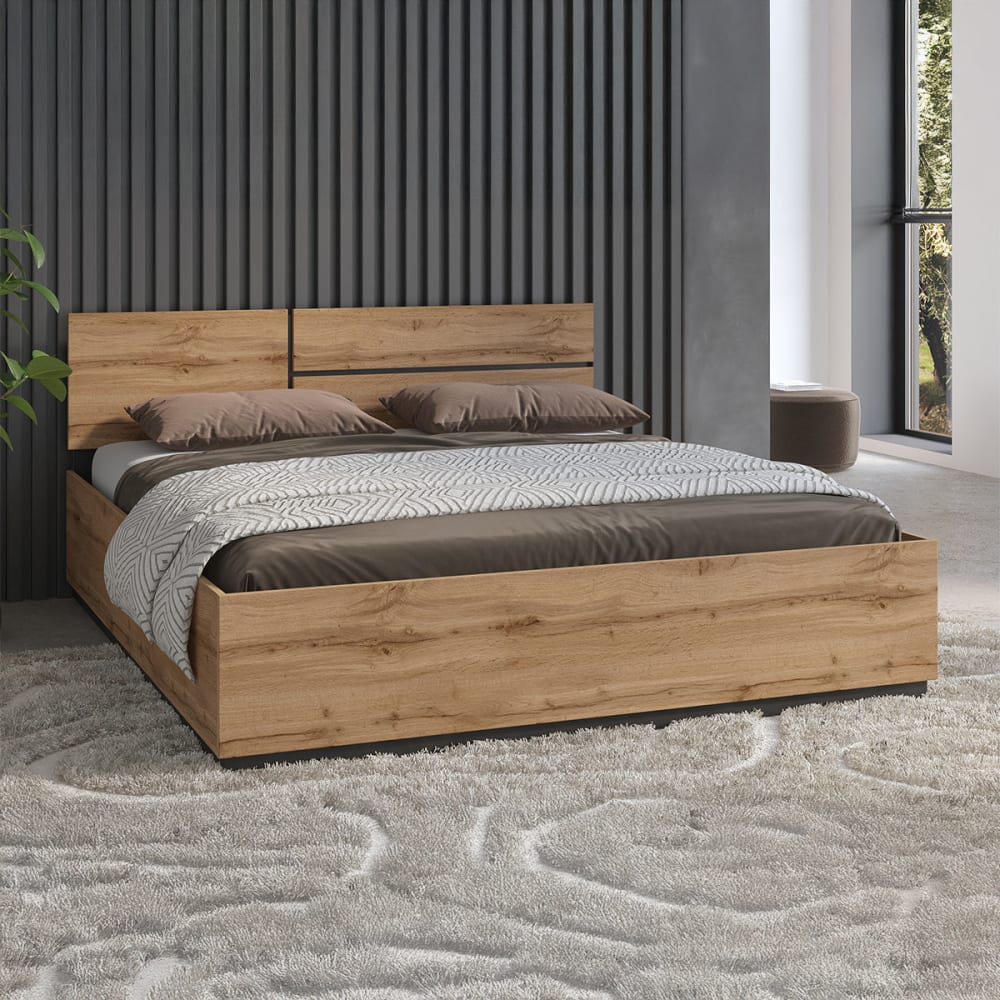 Petits meubles Kastenbett 180x200 inkl. Lattenrost Laminierte Platten Holz style modern Braun Spanplatte