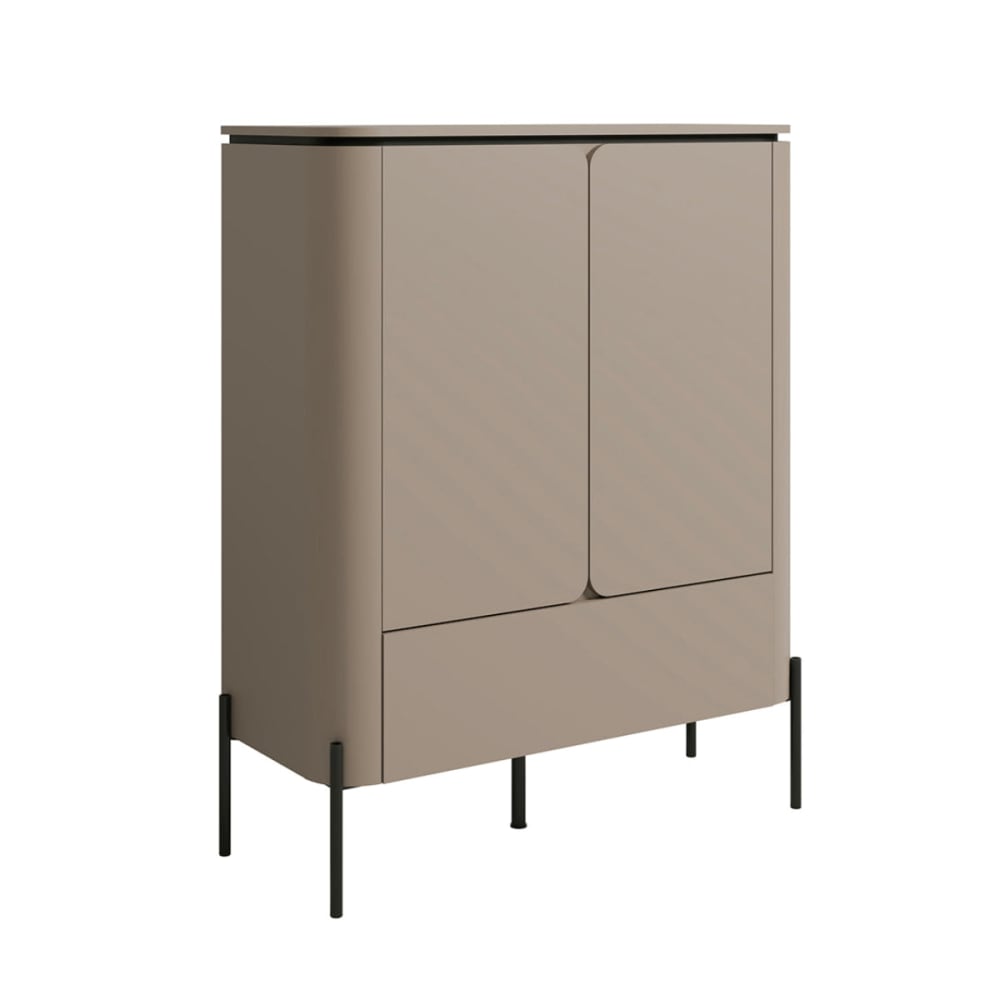 Petits meubles Highboard 2 Türen 1 Schublade Junon Laminierte Platten Braun Taupe Spanplatte