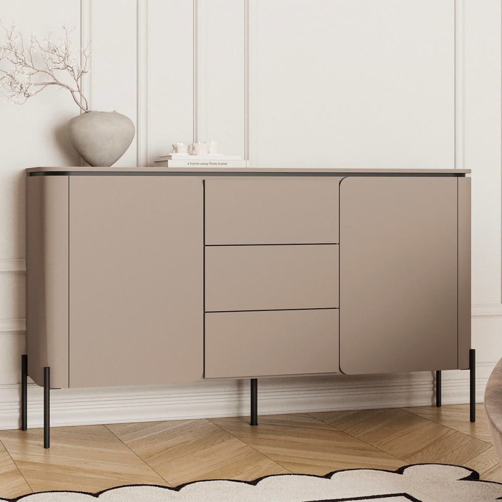Sideboard 2 Türen 3 Schubladen Junon Laminierte Platten Braun -