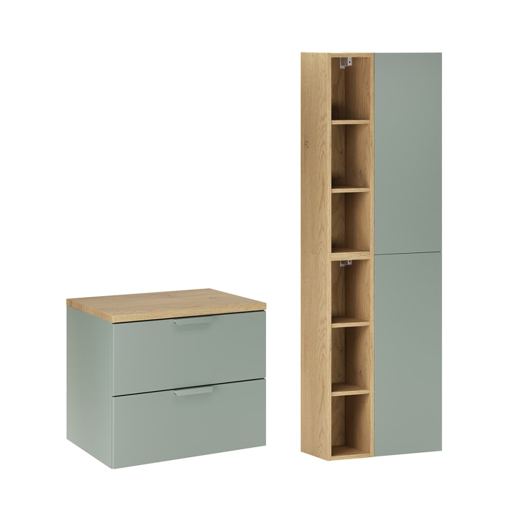 Ensemble meuble sous-vasque colonne stratifiés vert