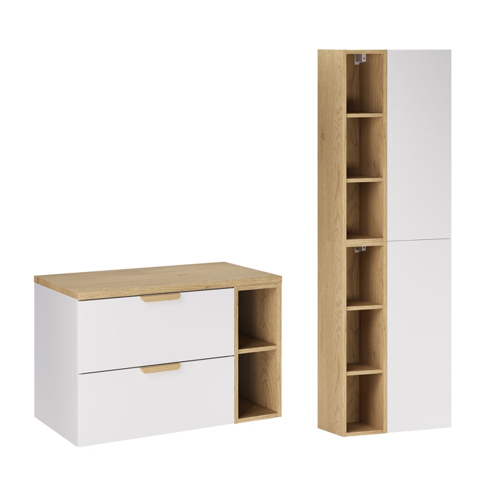 Ensemble meuble sous-vasque colonne stratifiés blanc