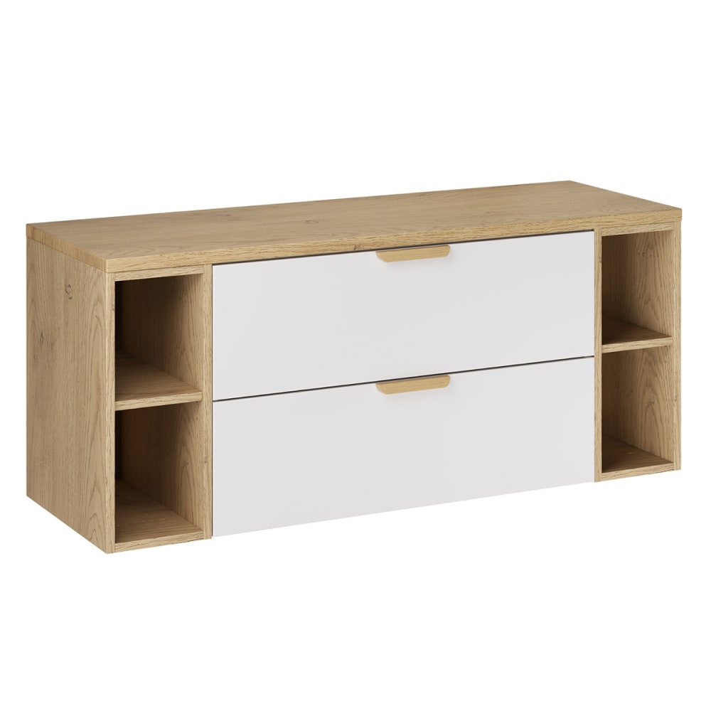 Meuble sous-vasque 4 niches plan de toilette stratifiés blanc
