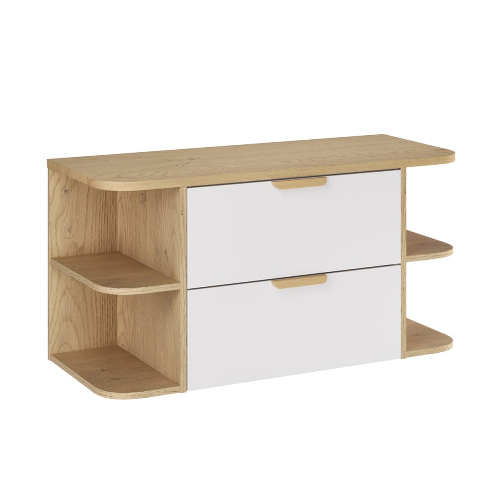 Meuble sous-vasque niches arrondies plan de toilette stratifiés blanc