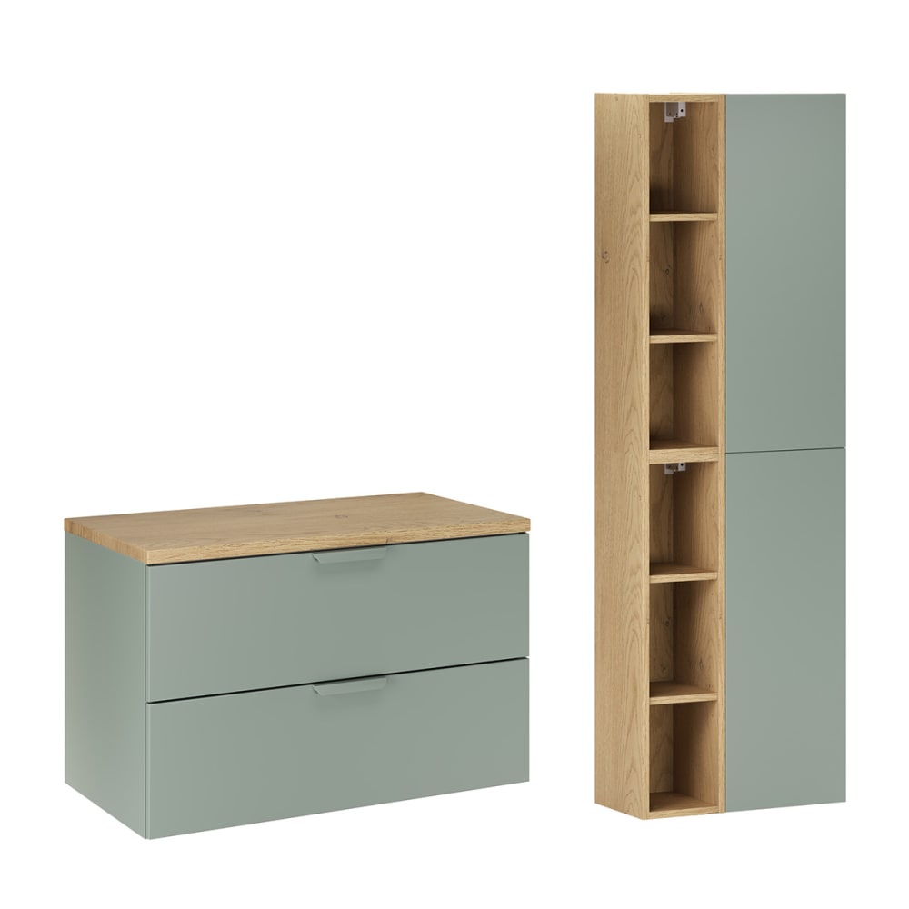 Ensemble meuble sous-vasque colonne stratifiés vert