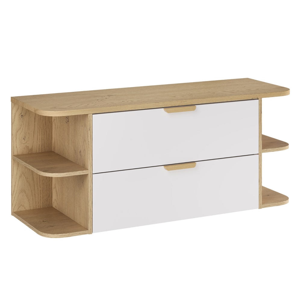 Meuble sous-vasque niches arrondies plan de toilette stratifiés blanc