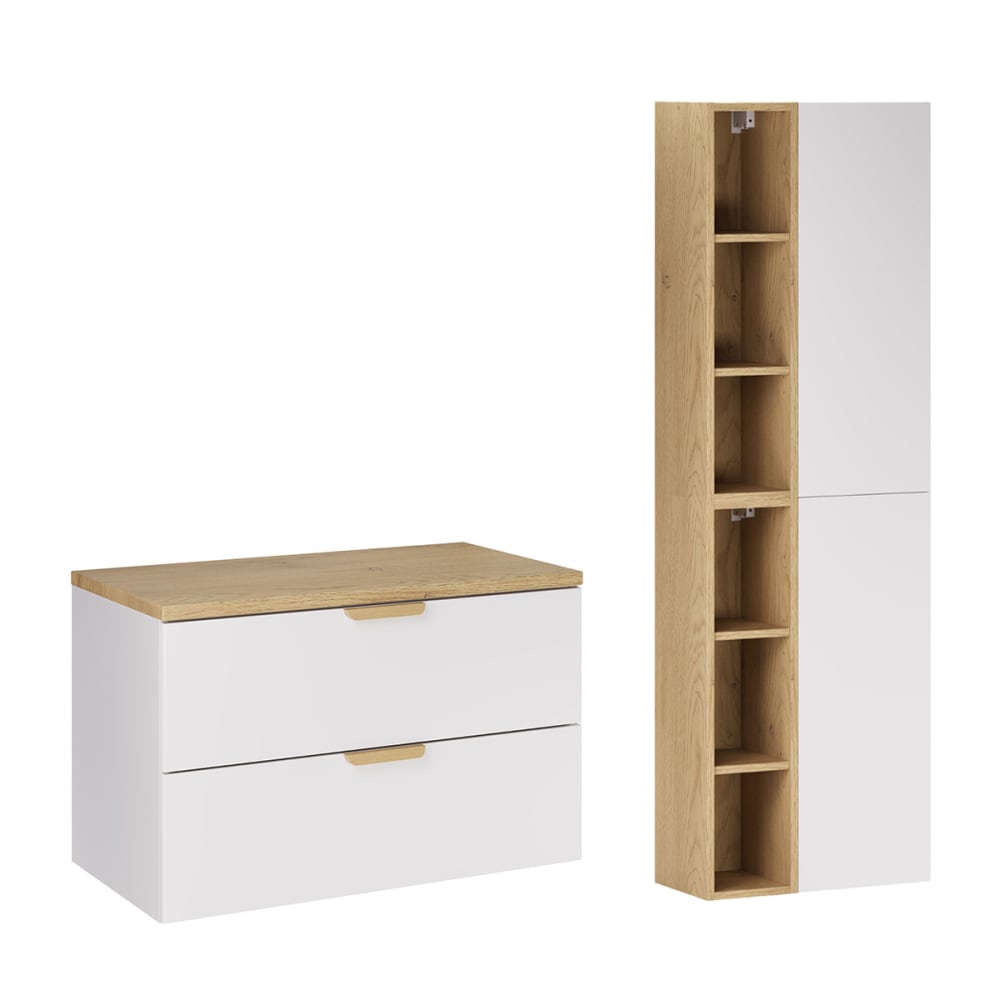 Ensemble meuble sous-vasque colonne stratifiés blanc