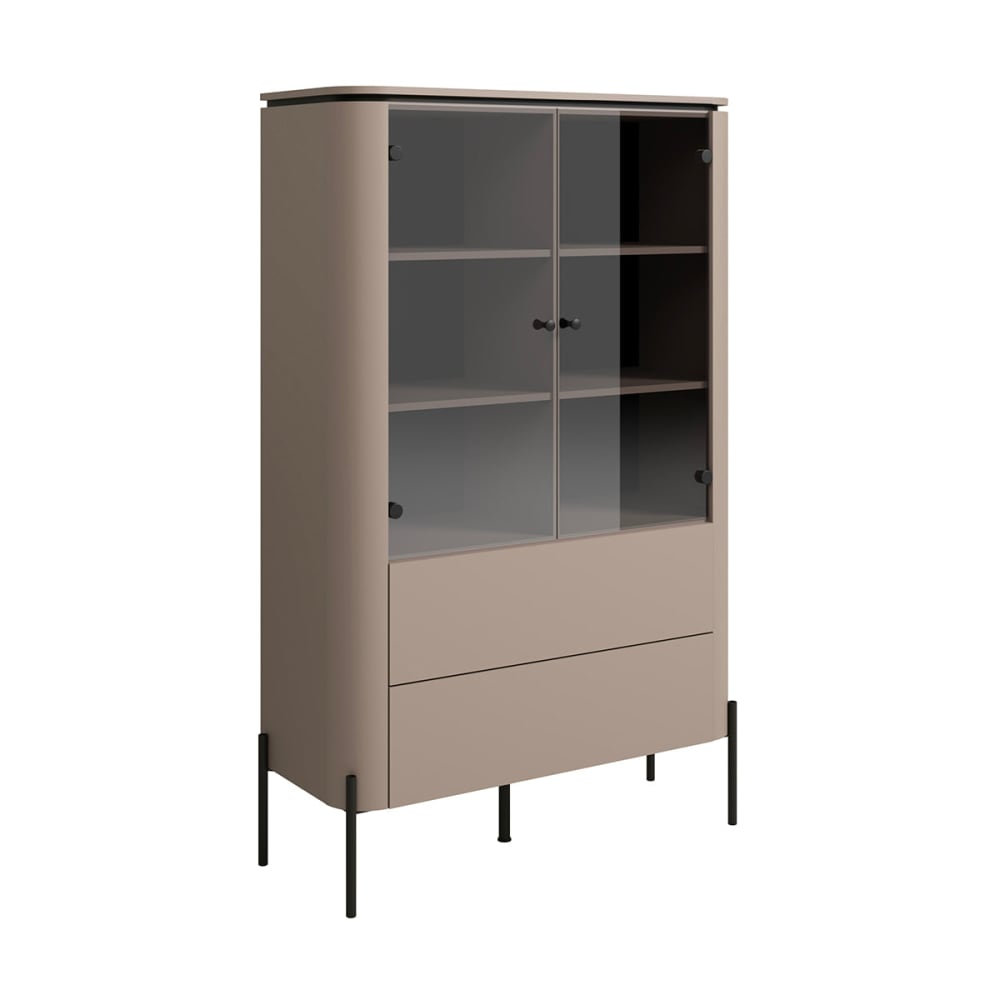 Geschirrschrank Mit 2 Schubladen Und 2 TüRen, Taupe, 98Cm