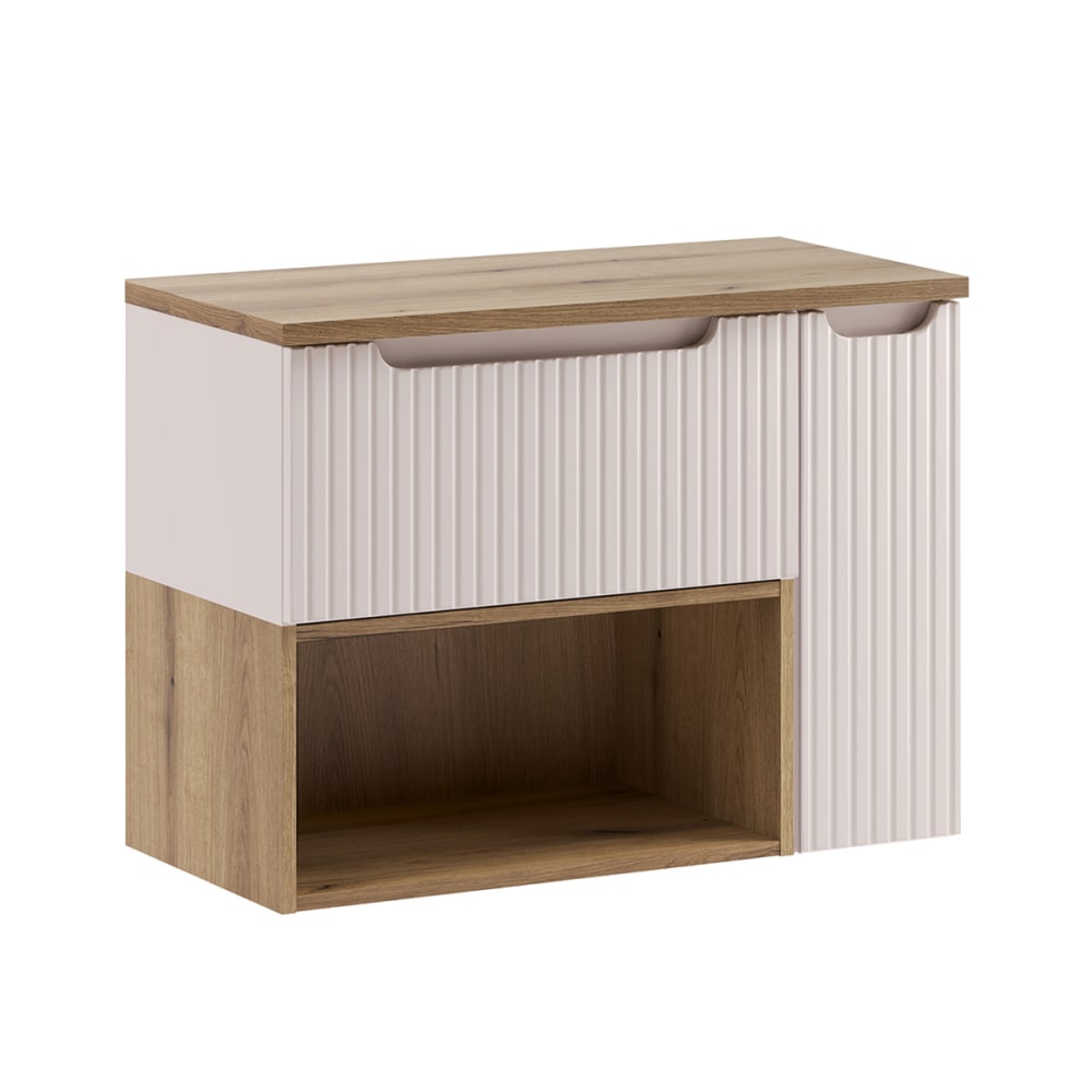 Meuble sous-vasque niche plan de toilette stratifiés beige
