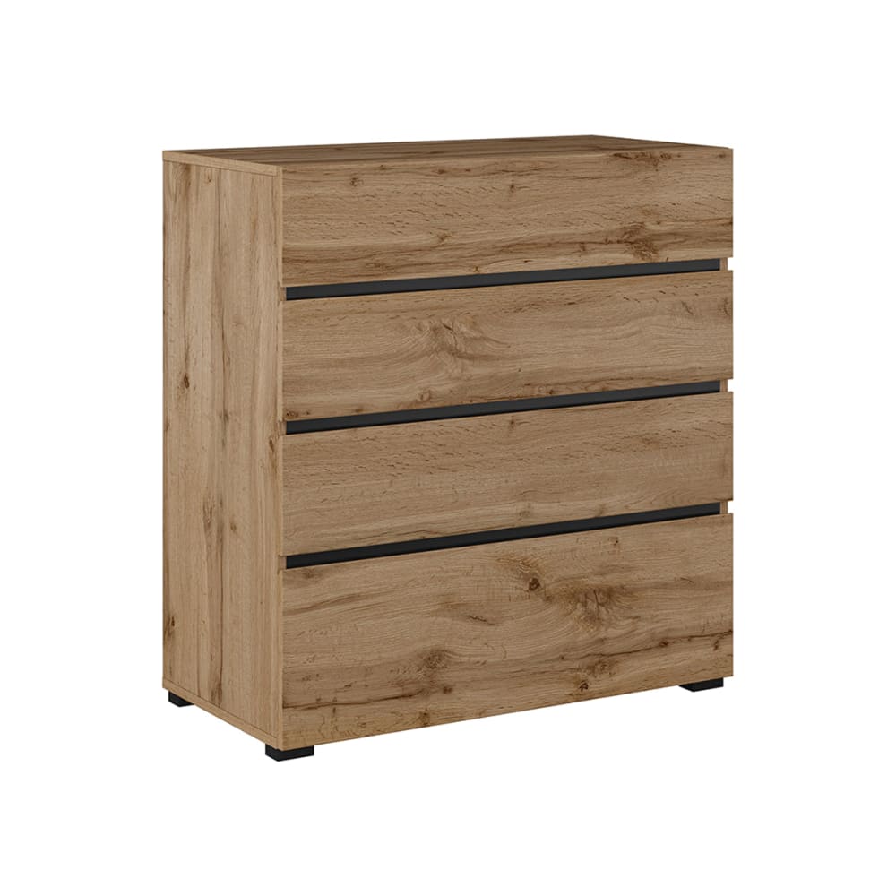 Commode 4 tiroirs panneaux stratifiés marron Commode 4 tiroirs panneaux stratifiés marron