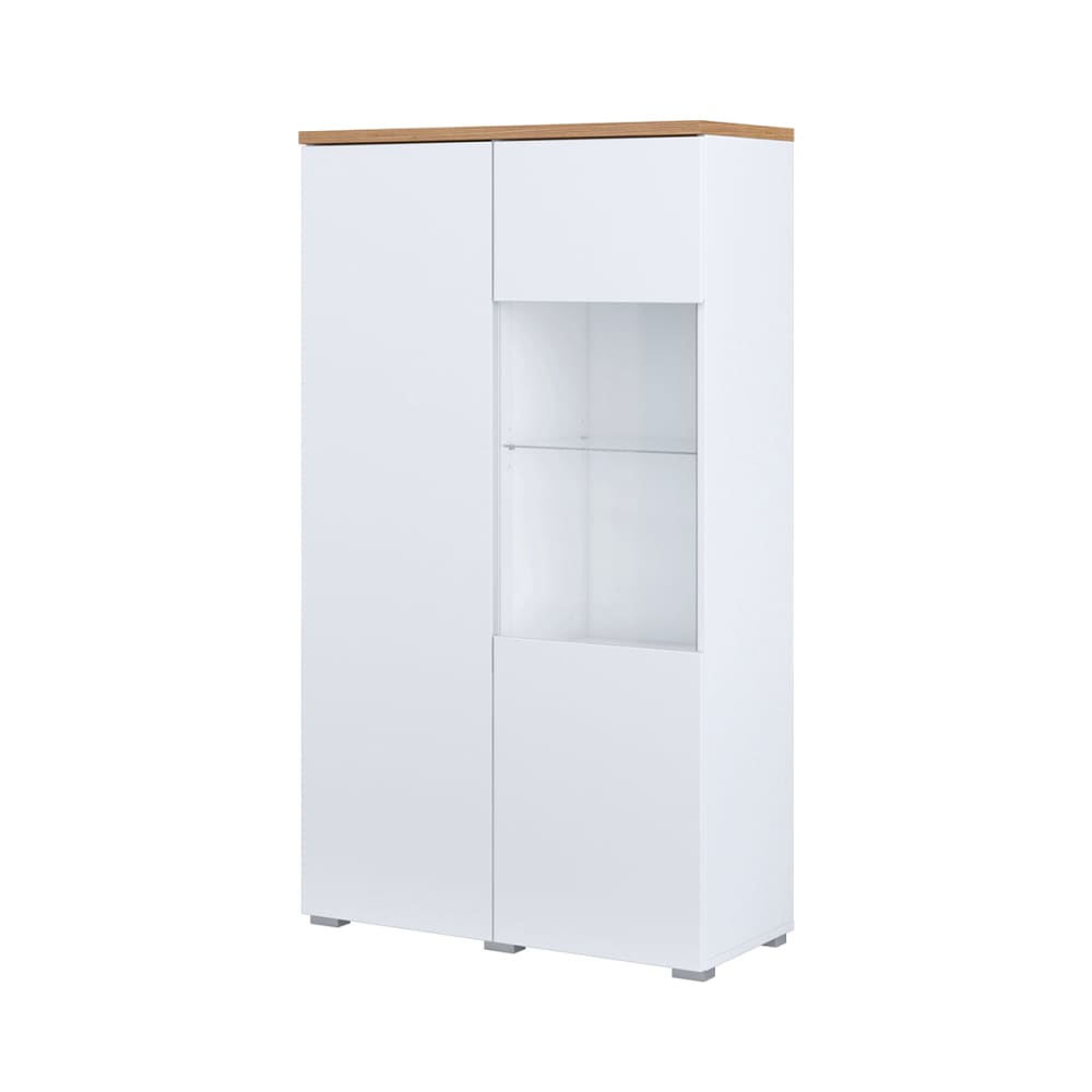 Petits meubles 2-türiger Geschirrschrank Laminierte Platten Weiß und Holz Weiß Spanplatte