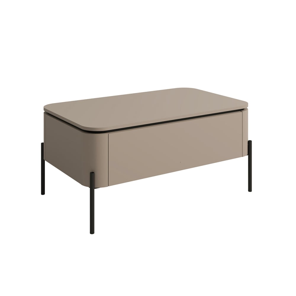 Couchtisch 1 Schublade Junon Laminierte Platten Taupe - Maisons