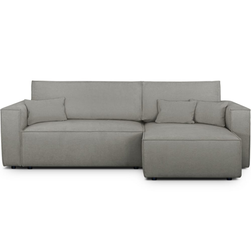 Canapé d'angle convertible réversible 4 places en tissu chenille gris