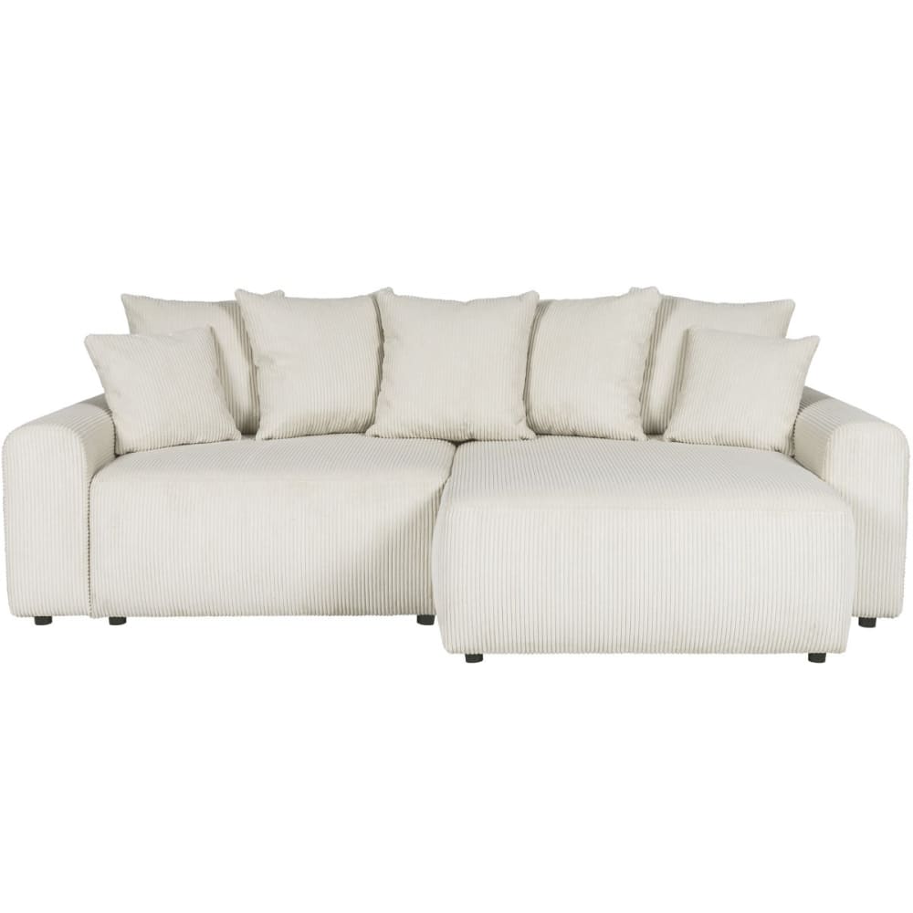 Canapé d'angle convertible réversible 4 places en velours côtelé beige