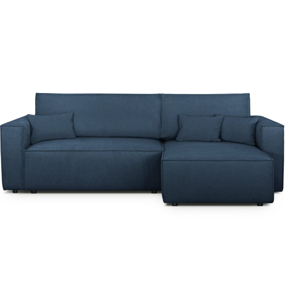 Canapé d'angle convertible 4 paces en tissu chenille bleu foncé