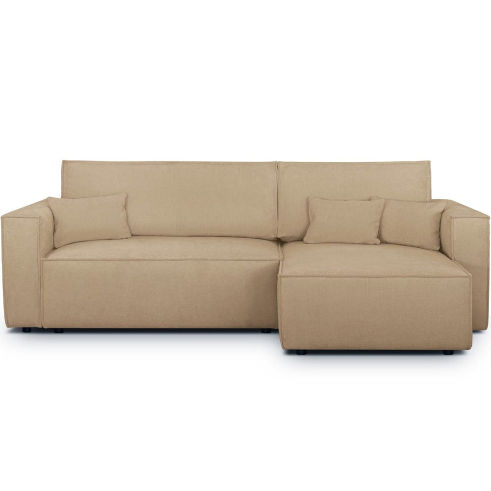 Canapé d'angle convertible réversible 4 places en tissu chenille moka