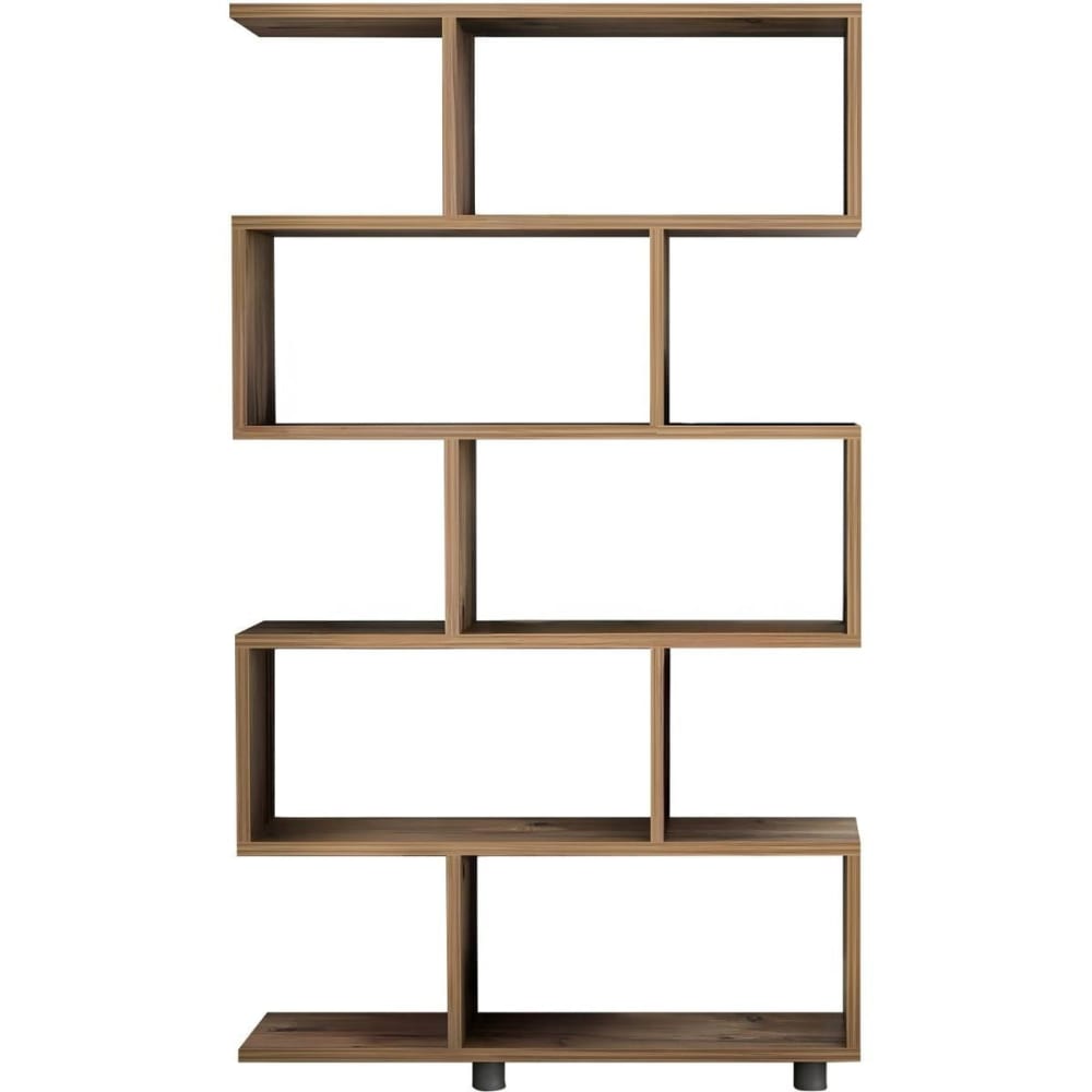 Bibliothèque déstructurée 5 niches effet bois 90 cm