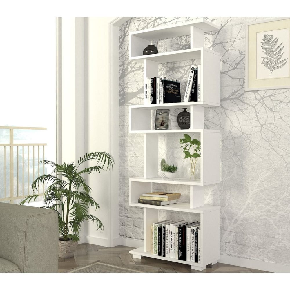 Bibliothèque déstructurée 6 niches blanche 60 cm