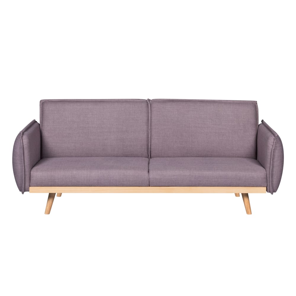 Canapé droit convertible en tissu 3 places mauve