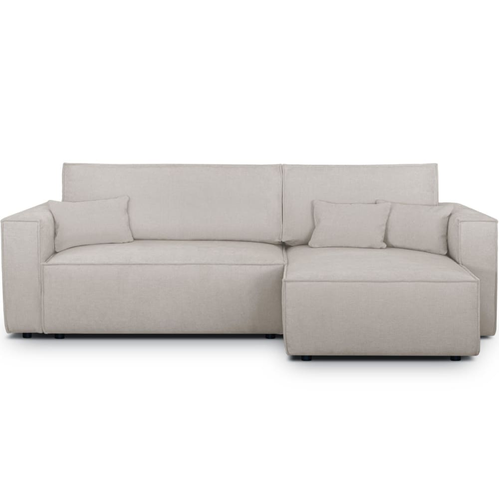 Canapé d'angle convertible réversible 4 places en tissu chenille taupe
