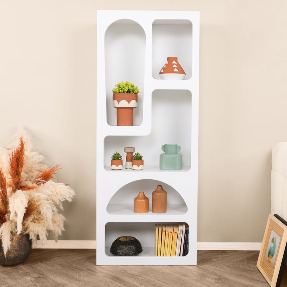 Bibliothèque organique 5 niches blanche 60 cm