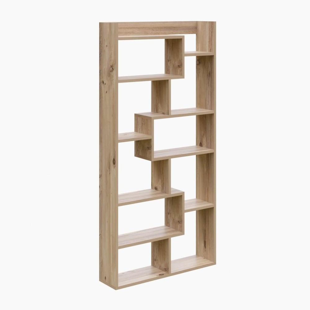 Bibliothèque à niches asymétriques effet bois 90 cm