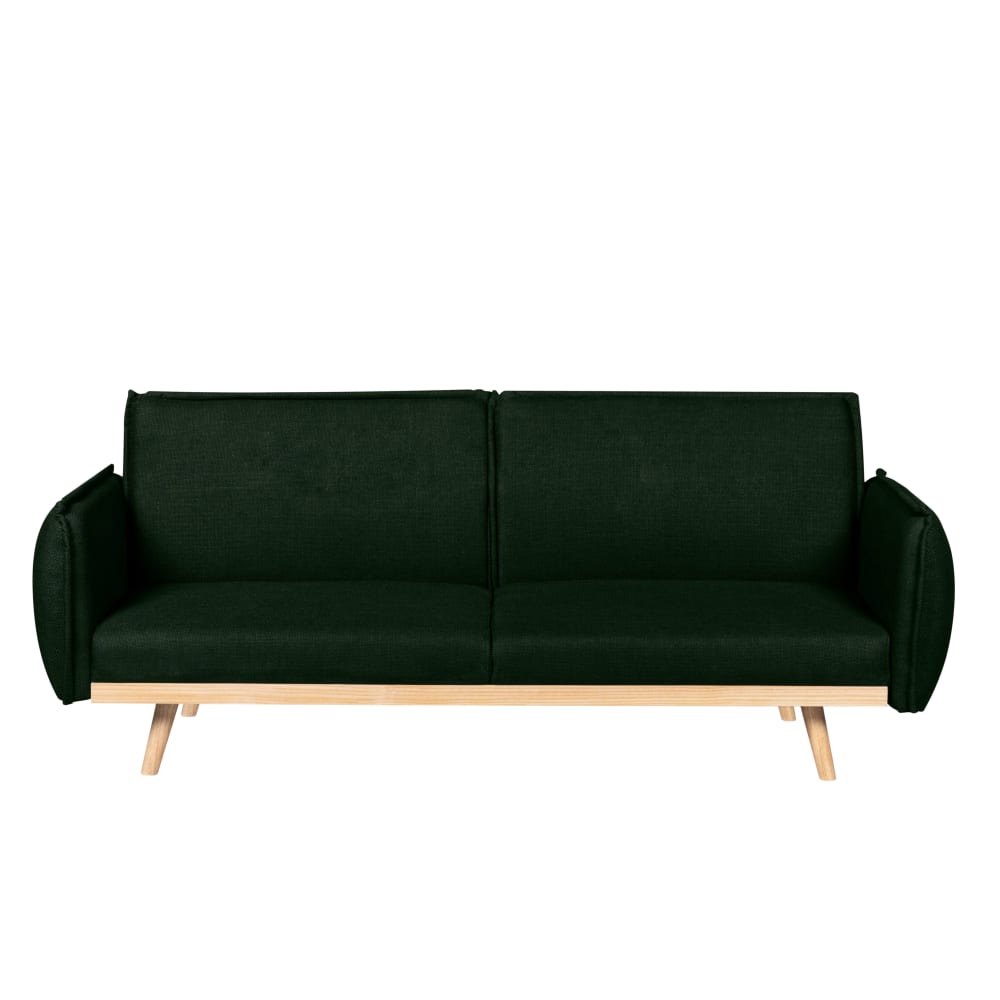 Canapé droit convertible en tissu 3 places vert
