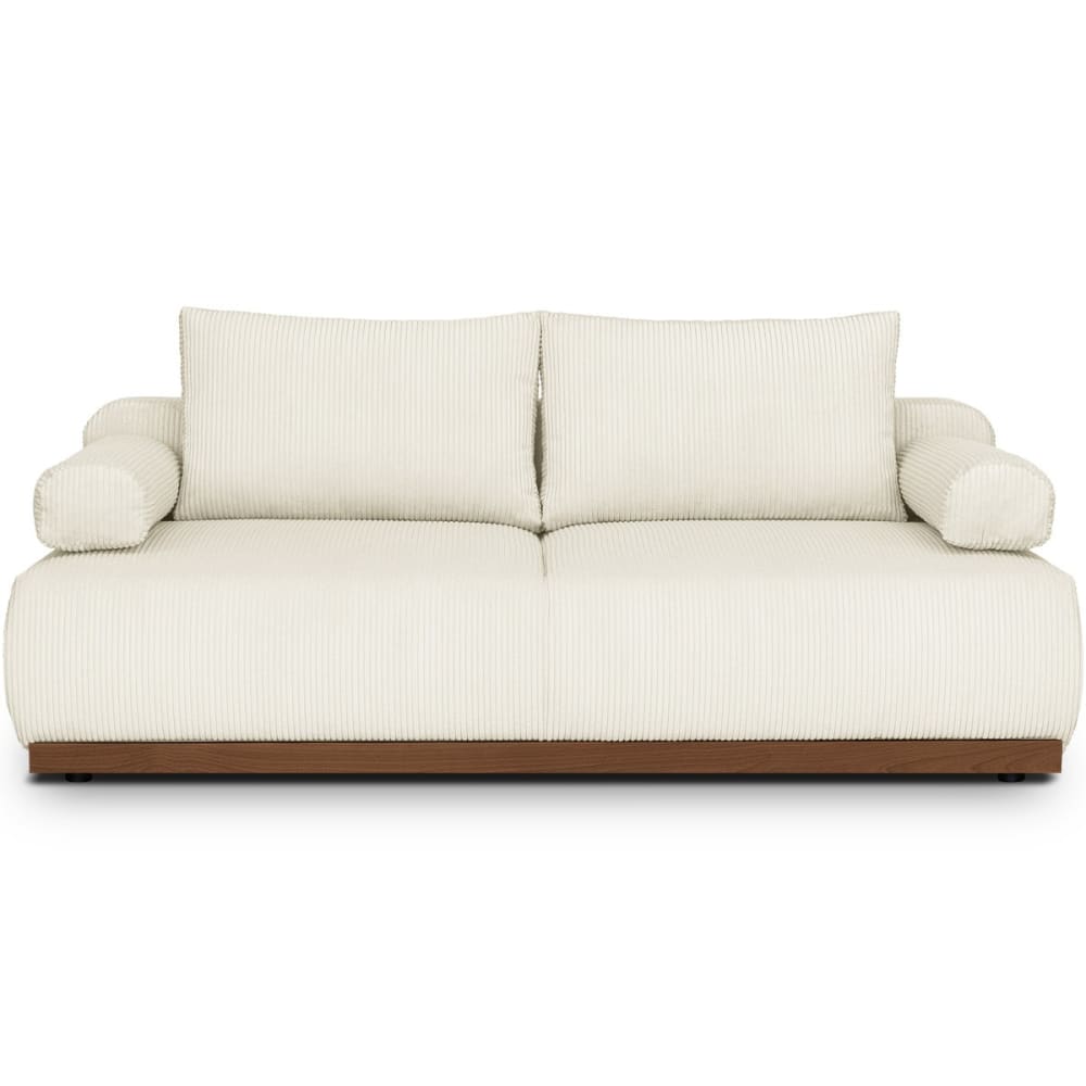 Canapé convertible ouverture rapide 3 places en velours côtelé beige