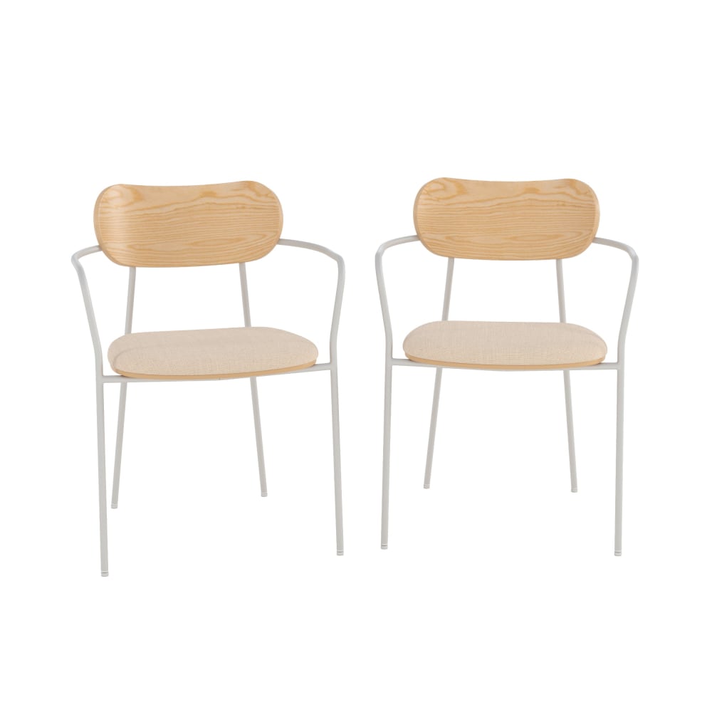 Lot de 2 chaises en tissu - placage bois
