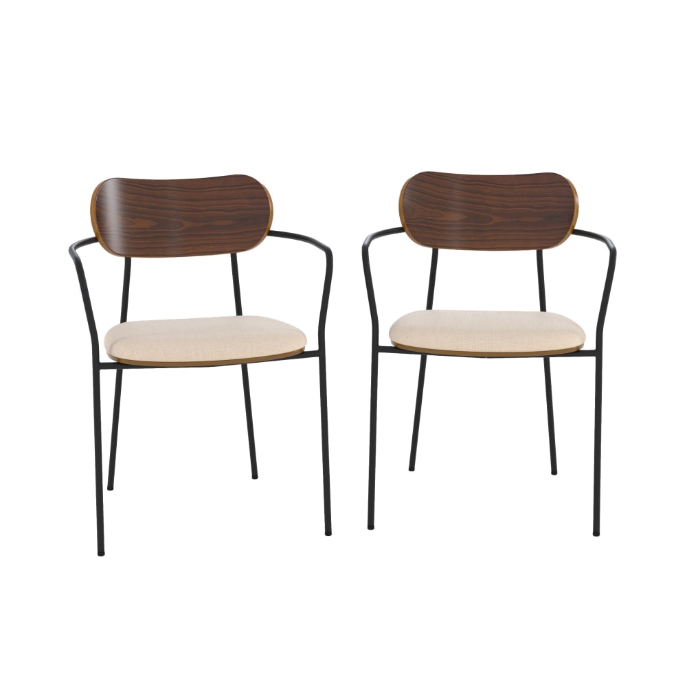 Lot de 2 chaises en tissu - placage bois