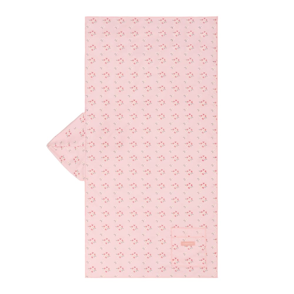 Serviette plage enfant  avec capuche microfibre rose