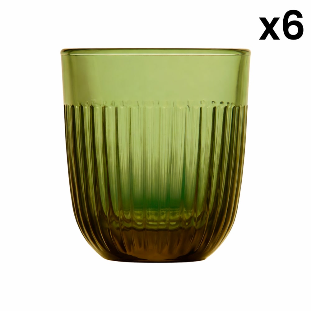 La Rochére 6 Wassergläser aus Glas in Olivgrün - Glas