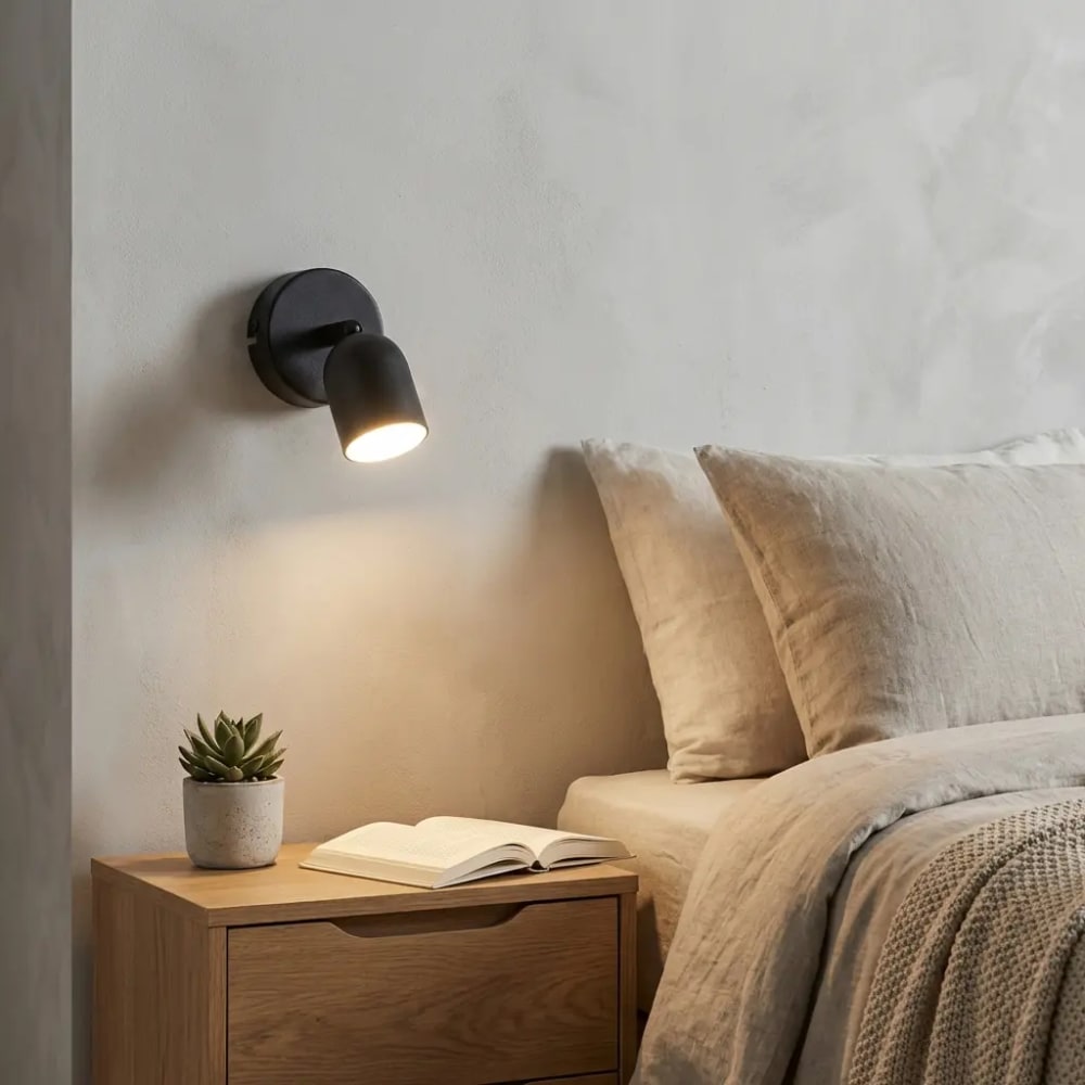 Applique murale avec spot orientable GU10 métal noir Ø5 cm — vue 3