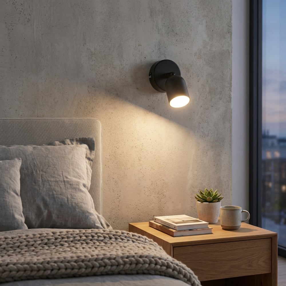 Applique murale avec spot orientable GU10 métal noir Ø5 cm — vue 4
