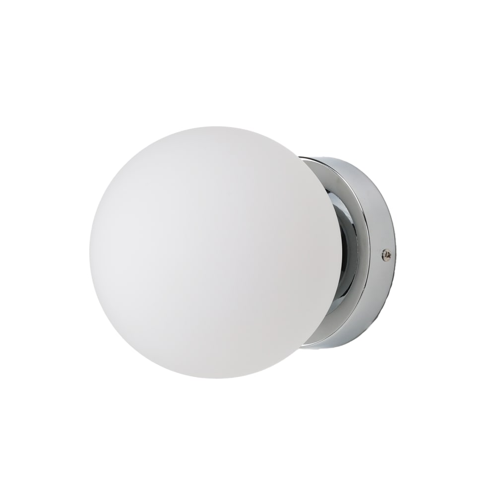 Applique murale salle de bain IP44 métal avec sphère en verre chromé