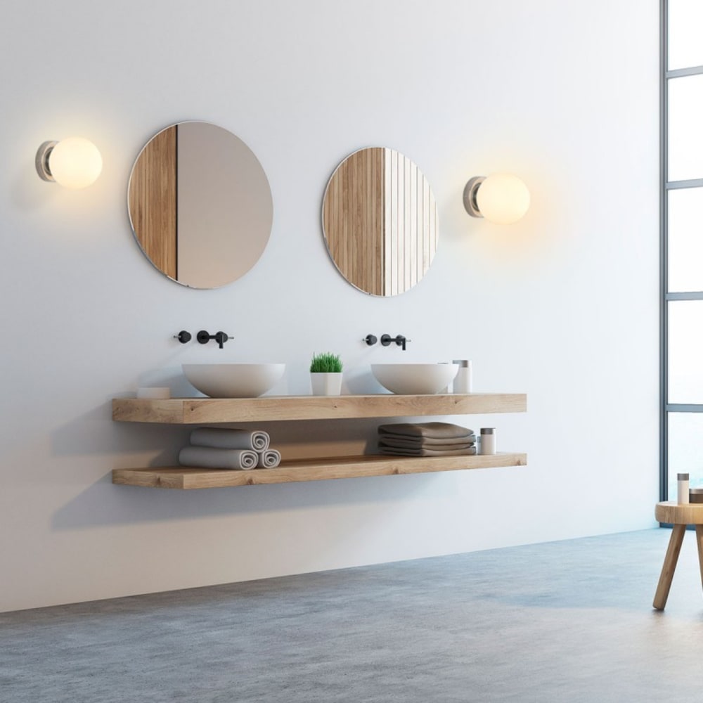 Applique murale salle de bain IP44 métal avec sphère en verre chromé — vue 3