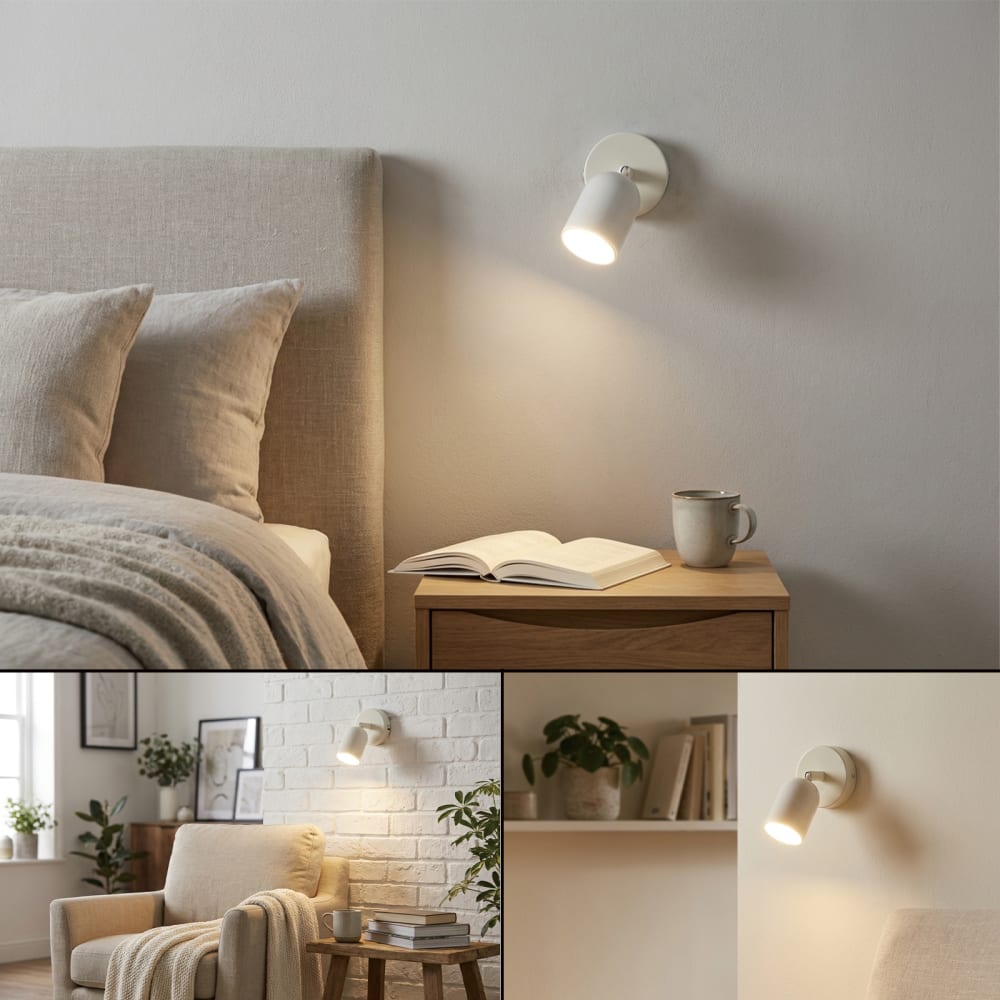 Applique murale avec spot orientable GU10 métal crème Ø5 cm — vue 4