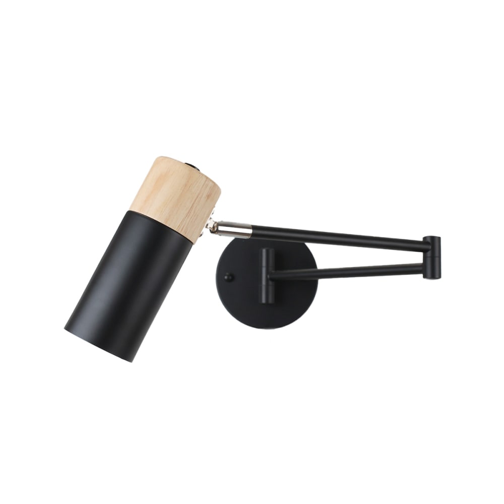 Applique murale bois et métal noir avec bras extensible