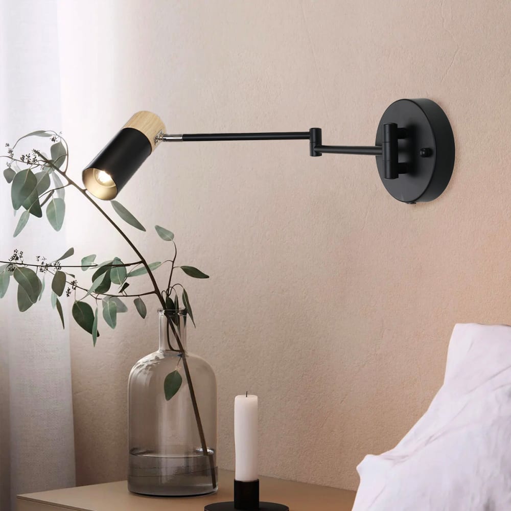 Applique murale bois et métal noir avec bras extensible — vue 3