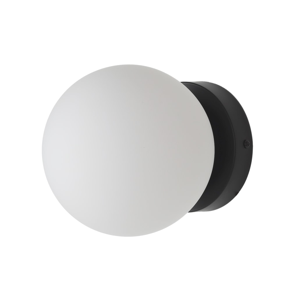 Applique murale salle de bain IP44 métal avec sphère en verre noir